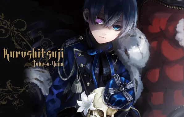 Взгляд, череп, граф, Kuroshitsuji, Ciel Phantomhive, Сиэль Фантомхайв, Тёмный Дворецкий