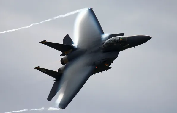 Картинка истребитель, полёт, F-15, эффект прандтля-глоерта
