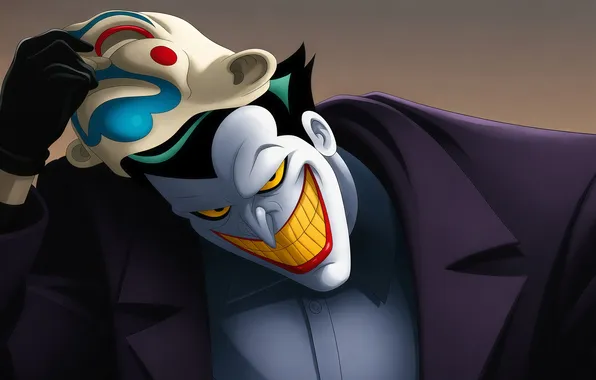 Картинка Blo0p, Batman, comics, looking at viewer, hand on head, digital art, Joker, smiling
