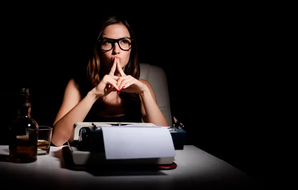 Woman, writer, typewriter