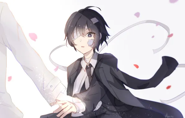 Удивление, аниме, мальчик, арт, пластырь, Bungou Stray Dogs