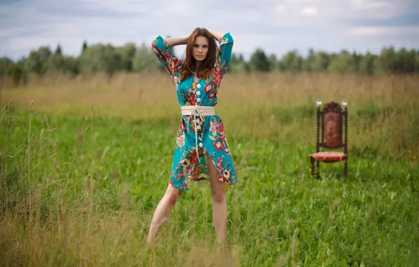 Field, nature, model, brunette, sexy woman, countryside, gorgeous, photoshoot