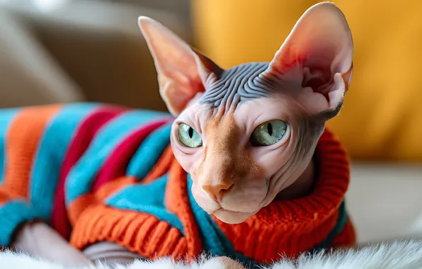 Кошка, кот, взгляд, поза, лежит, мех, мордашка, зеленые глаза