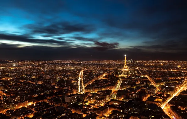 Франция, Париж, вечер, ночной город