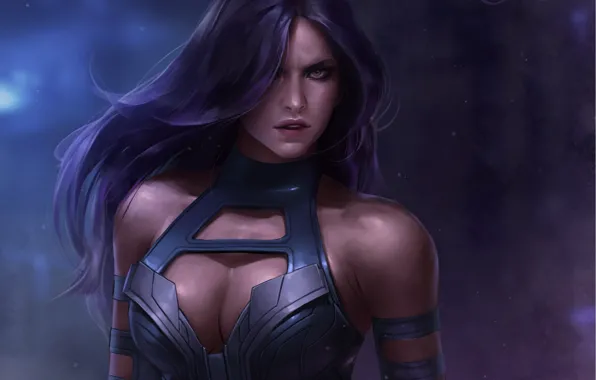 Взгляд, девушка, арт, Marvel, Psylocke