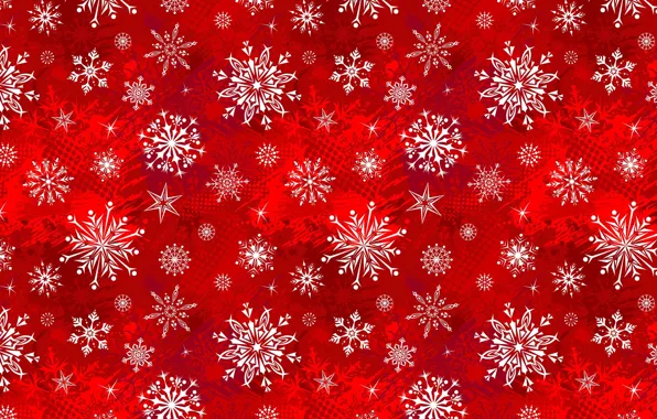 Снежинки, красный, фон, рисунок, новый год, звёзды, текстуры