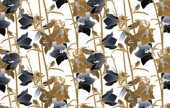 Листья, цветы, бутоны, design, pattern, floral