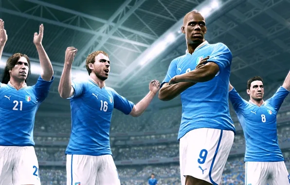 Italy, pirlo, balotelli, de rossi, pro evolution soccer 2014, футбол симулятор, pes