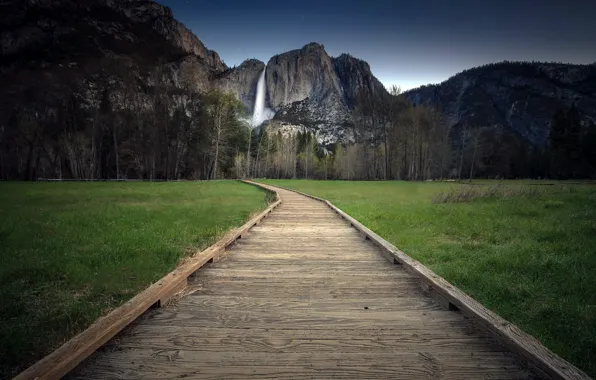 Картинка california, waterfall, yosemite valley