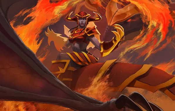 Картинка fire, League of Legends, Shyvana, the half dragon