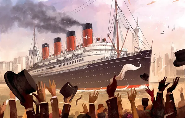 Рисунок, Люди, Арт, Art, Titanic, Illustration, RMS Titanic, Game Art