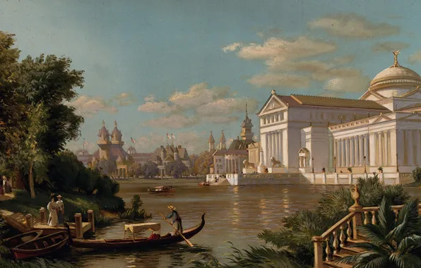 Картина, живопись, Chicago, painting, 1894, John Ross Key, The World's Columbian Exposition of 1893, хромолитограф …