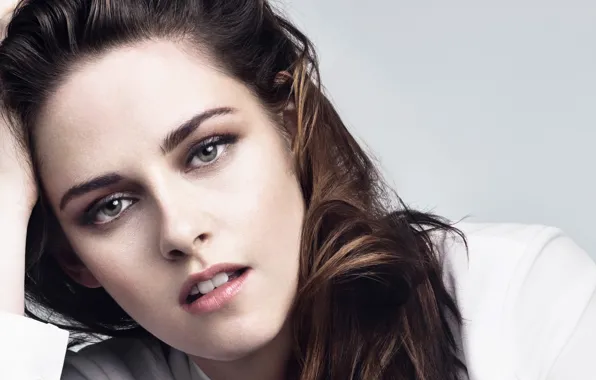 Взгляд, поза, портрет, макияж, актриса, Kristen Stewart, Кристен Стюарт, hair