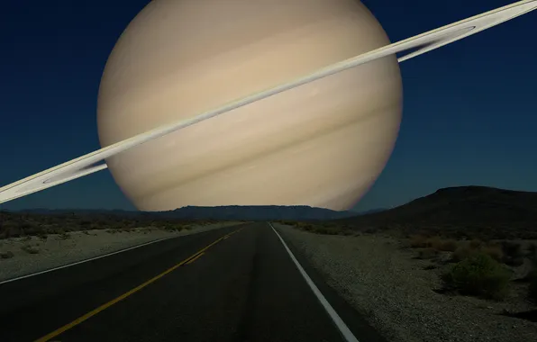Картинка дорога, ночь, Сатурн