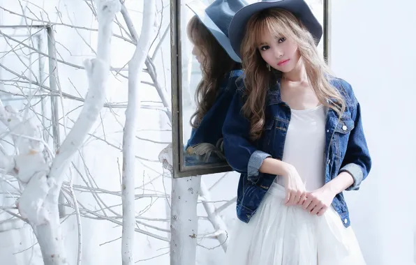 Картинка девушка, шляпка, азиатка