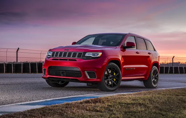 Car, red, asphalt, Jeep, Cherokee, tecnology, Jeep Grand Cherokee Trackhawk, Grand Cherokee Trackhawk