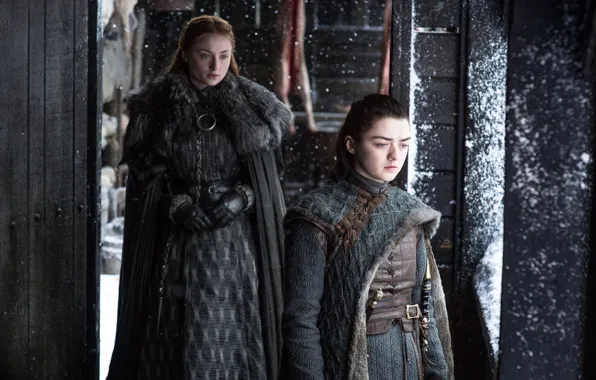 Snow, Castle, Game of Thrones, Movie, Cold, Sophie Turner, Arya Stark, Sansa Stark