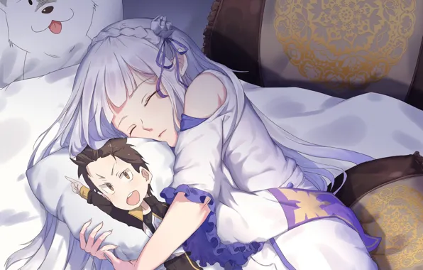 Девушка, арт, подушка, Re: Zero Kara Hajimeru Isekai Seikatsu