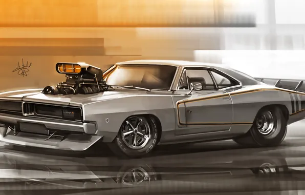 Авто, Рисунок, Машина, 1969, Dodge, Art, Charger, Dodge Charger
