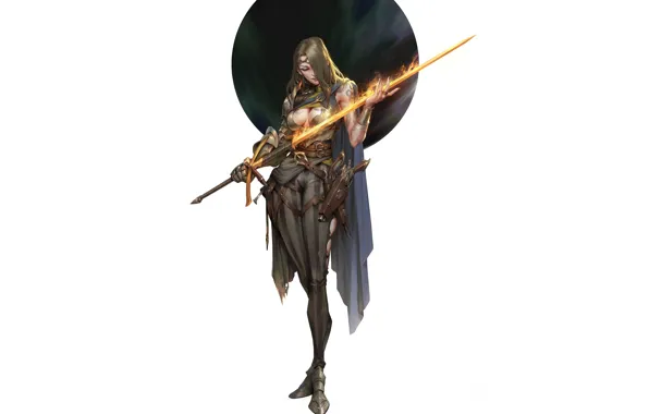 Девушка, меч, воительница, Art, beautiful girl, Weapons, фэнтези арт, меч в руке