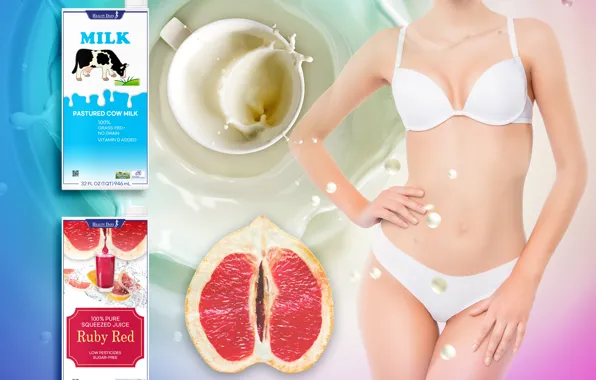 Juice, milk, grapefruit