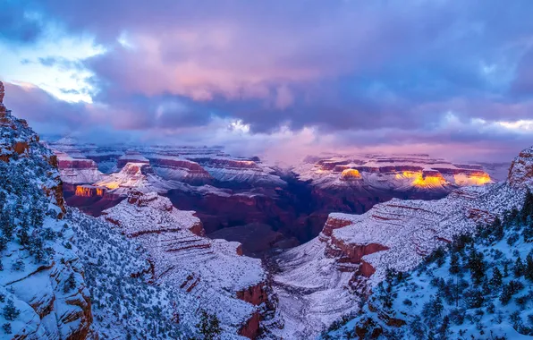 Картинка Зима, Аризона, USA, США, Winter, Гранд-Каньон, Arizona, Grand Canyon