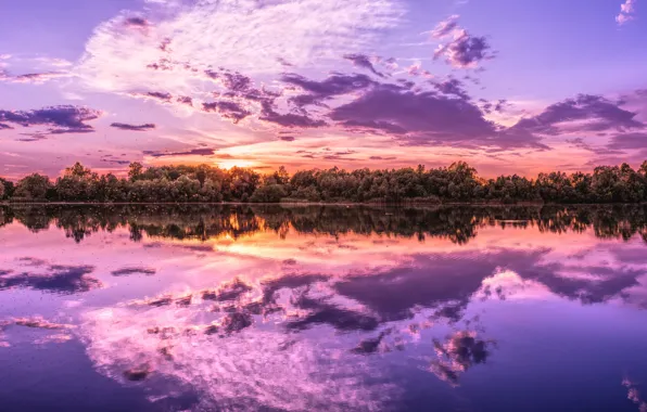Закат, Солнце, Небо, Вода, Природа, Облака, Отражение, Вечер