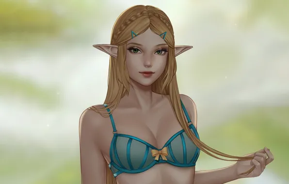 Girl, sexy, lingerie, bra, cleavage, long hair, boobs, anime