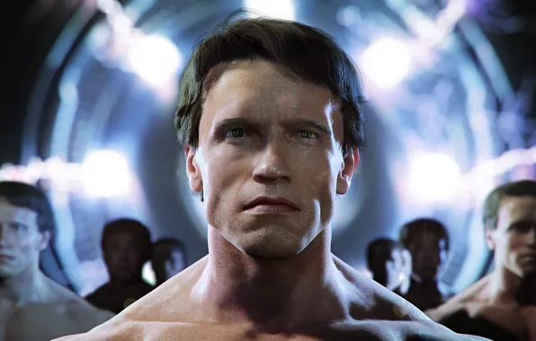 Картинка взгляд, молнии, портал, Terminator, Arnold Schwarzenegger, T-800