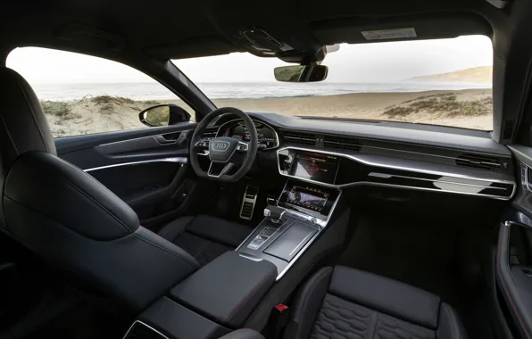 Скачать обои Audi, универсал, RS 6, в салоне, 2020, 2019, V8 Twin-Turbo ...