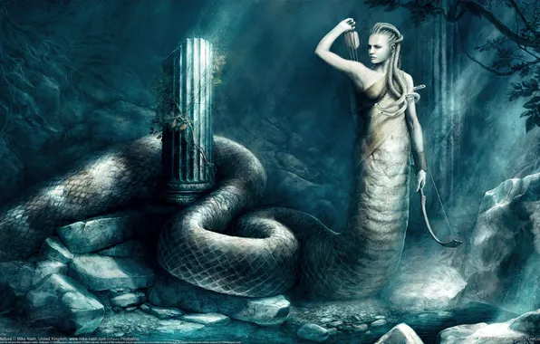Картинка змеи, Медуза, хвост, Mike Nash