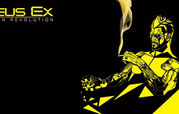 Картинка минимализм, киборг, Deus Ex: Human Revolution, cyberpunk, Адам Дженсен, Square enix, Adam Jensen, cyborg
