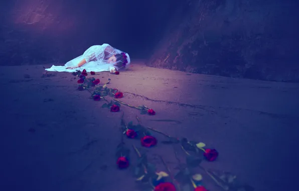 ПЛАТЬЕ, ЦВЕТЫ, РОЗЫ, ФАТА, НЕВЕСТА, фотограф Jiamin Zhu
