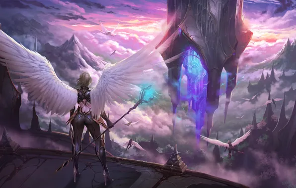 Девушка, Ангел, Girl, Воин, Крылья, Heaven, Fantasy, Ангелы