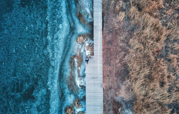 Море, берег, тропинка, вид сверху, настил