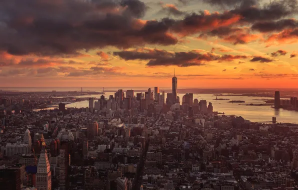 Картинка city, New York, New York sunset