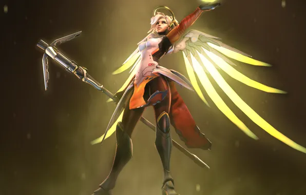 Девушка, крылья, ангел, Overwatch, Mercy, angela ziegler