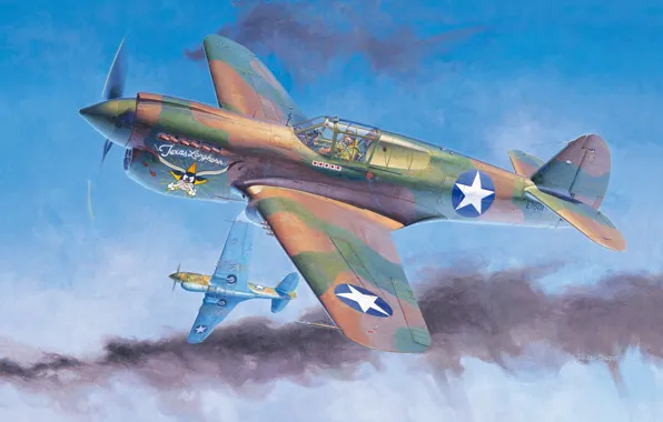 Curtiss, Warhawk, американский истребитель, P-40E, Военно-воздушные силы США