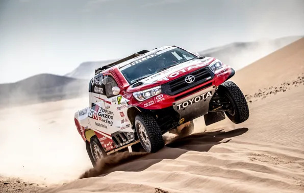 Песок, Авто, Спорт, Машина, Toyota, Hilux, Rally, Внедорожник