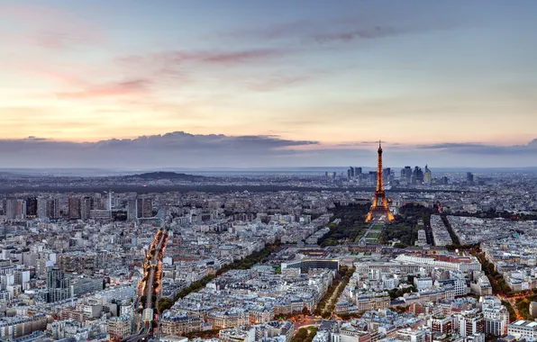 Картинка закат, город, Париж