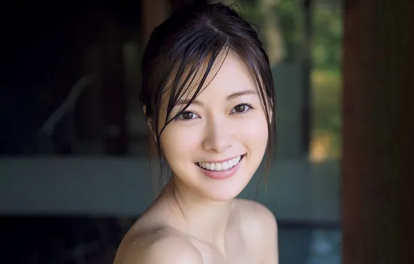 Girl, smile, beautiful, short hair, pretty, lips, face, brunette