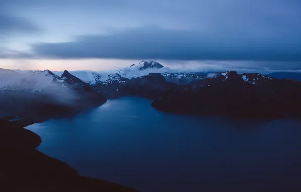 Clouds, Water, Mountain, Snow, Sea, Hunter Reilly