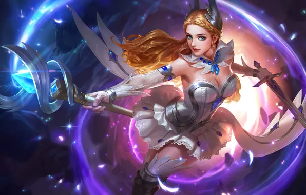 Девушка, космос, фантастика, меч, Odette, Mobile Legends: Bang Bang!