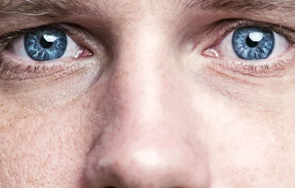 Blue eyes, nose, skin, men