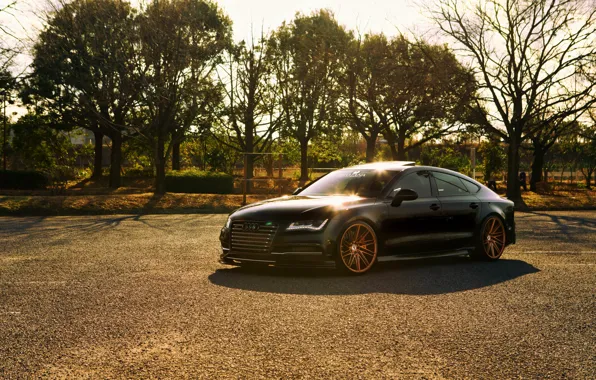 Audi, black, vossen wheels, frontside