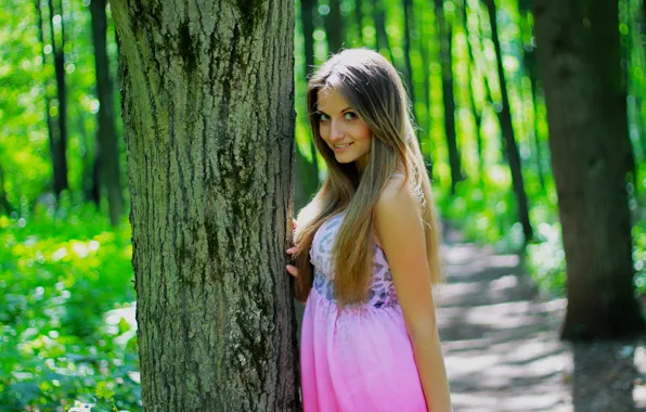 Лето, солнце, природа, Девушки, girl, summer, forest, nature