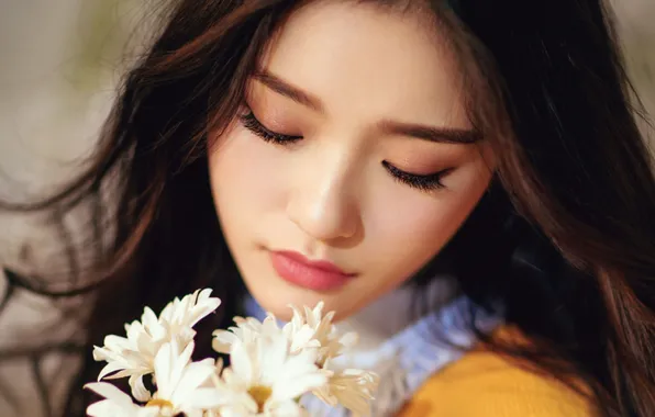 Модель, ромашки, актриса, азиатка, милашка, красивая девушка, asian, cutie