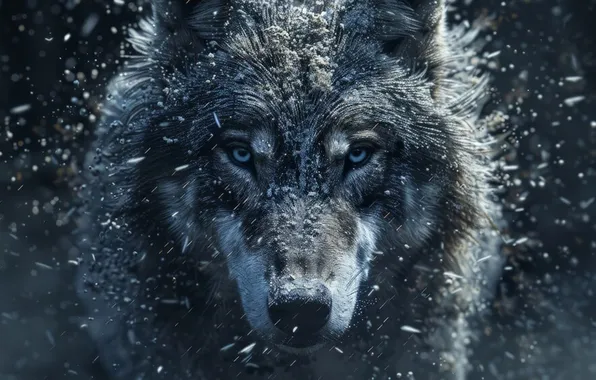 Картинка nature, snow, predator, face, animal, wolf, wildlife, portrait