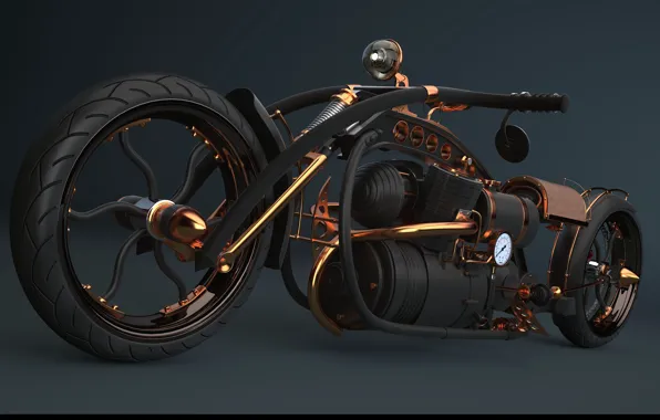 Скачать обои дизайн, транспорт, тюнинг, мотоцикл, steampunk bike ...