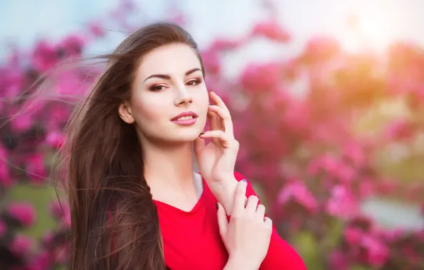 Девушка, цветы, красота, весна, сад, woman, young, beautiful